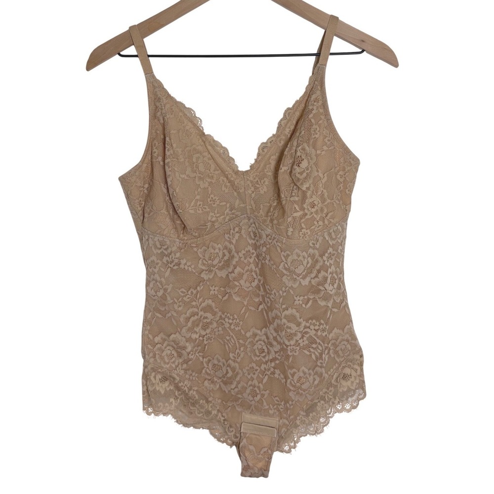 Popilush Shapewear Firm ControlSmoothing Full Lace Thong Bodysuit‎ Large NWT